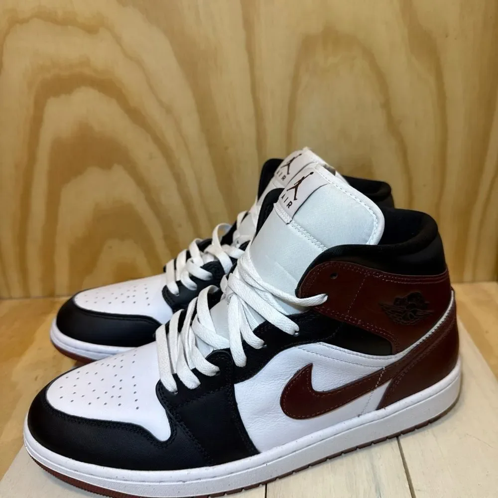 Air Jordan 1 Mid SE Men's Size 12 Shoes White/Dark Pony/Black, HF3216-102